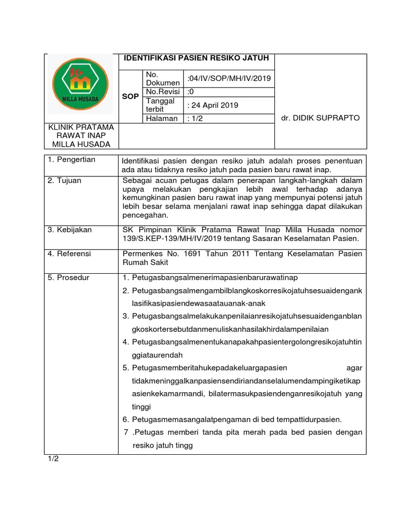 Identifikasi Dan Pencegahan Resiko Jatuh Pasien Rawat Inap Pdf