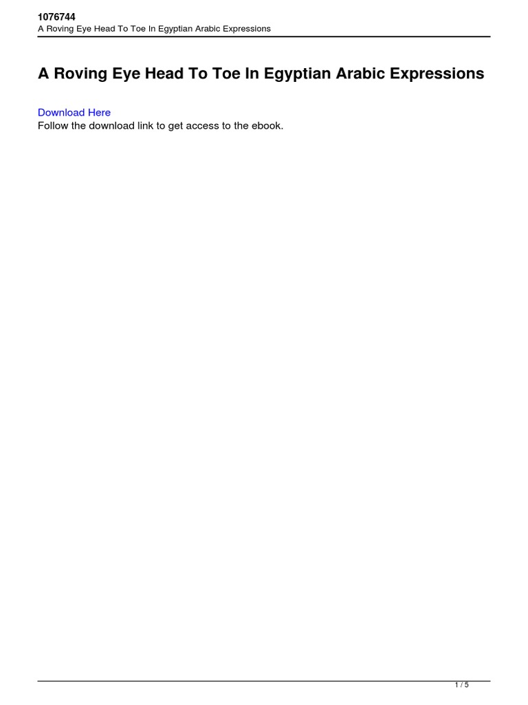 A Roving Eye Head To Toe in Egyptian Arabic Expressions 2 PDF