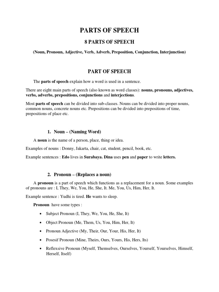 Understanding the 8 Parts of Speech | PDF | Adverb | Part Of Speech