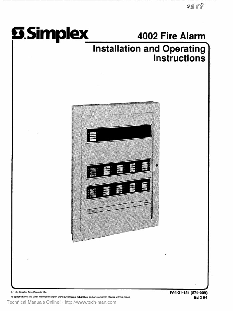 Simplex4002 Installation Operating Manual PDF PDF Electrical