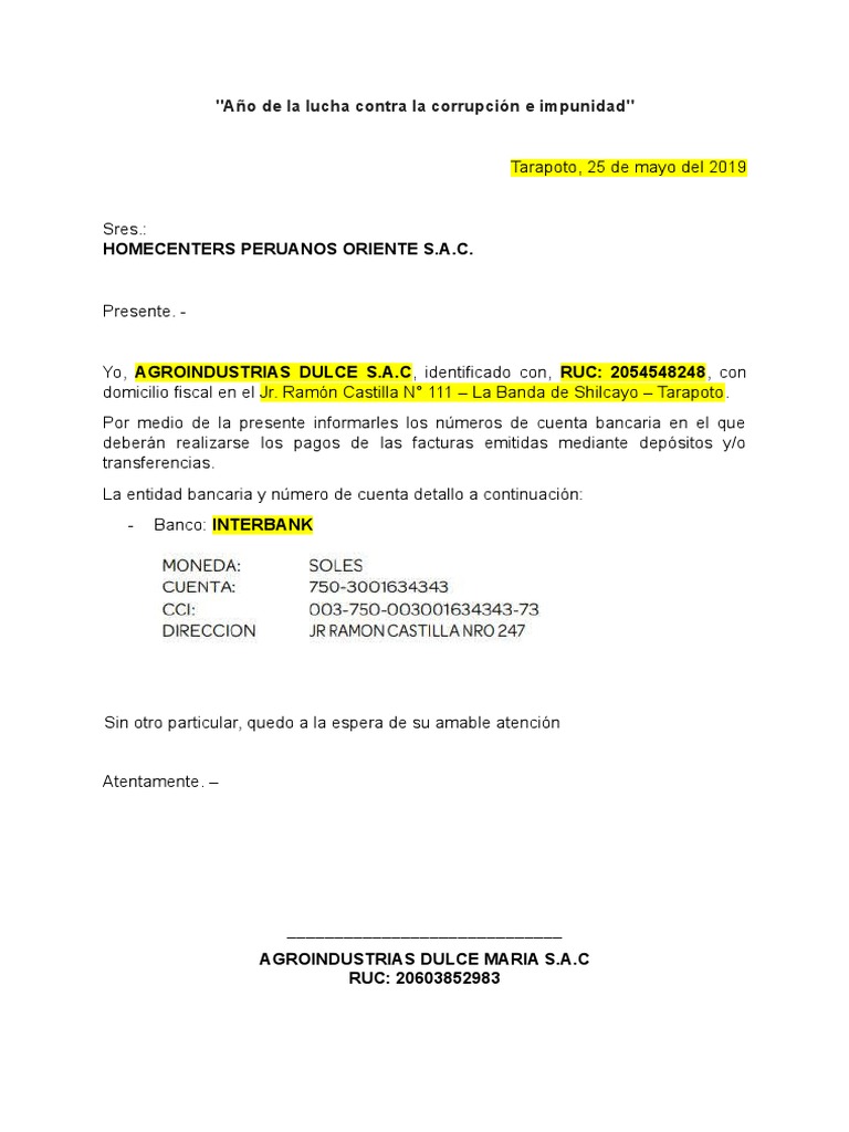 Carta Modelo De Presentación Como Proveedor Pdf