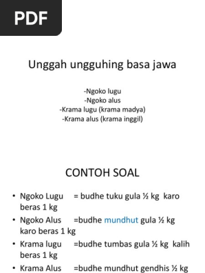 Tuladha Unggah Ungguhing Basa Jawa