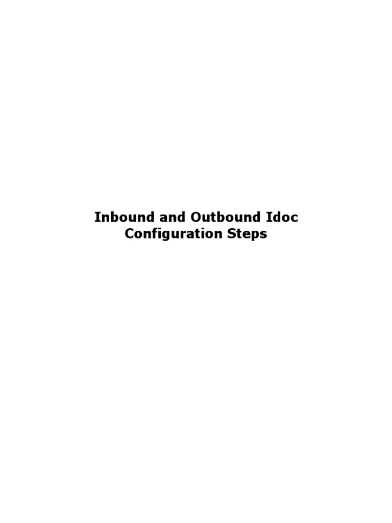 Inbound and Outbound Idoc Configuration | PDF | Electronic Data ...