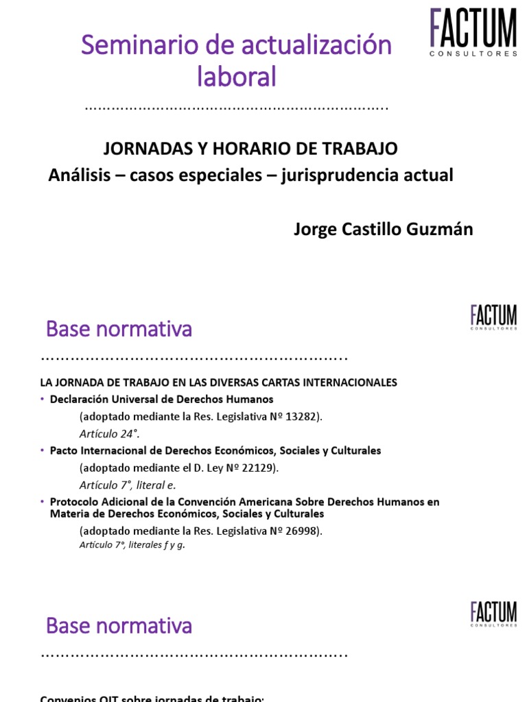 Seminario Jornada y Horario de Trabajo | PDF | Tiempo de trabajo ...