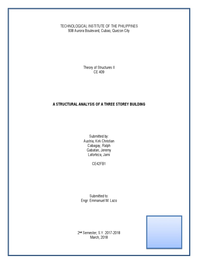 A Structural Analysis of A Three Storey Building Final Version PDF ...