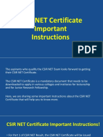 CSIR NET Certificate - Important Instructions!