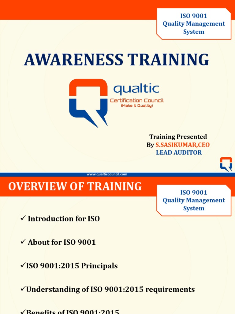 ISO 9001:2015 Awareness Training PDF | PDF | Iso 9000 | Quality Management