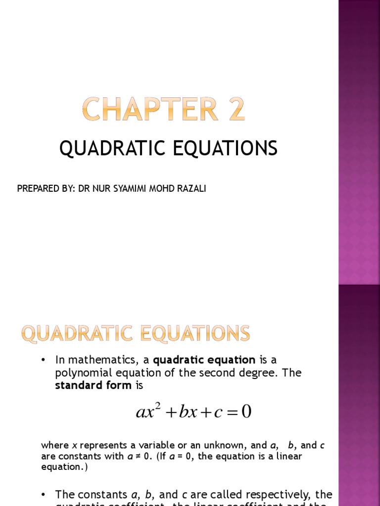 Understanding Quadratic Equations | PDF | Quadratic Equation ...
