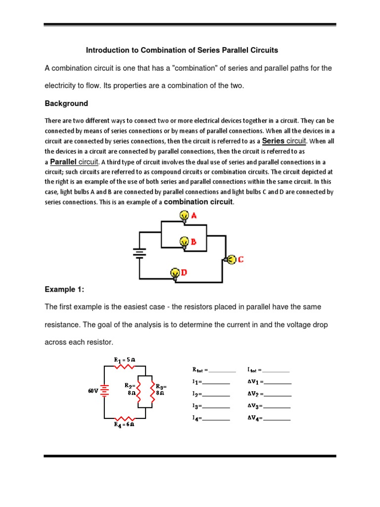 Introduction To Combination of Series and Parallel Circuits Circuit Diagram