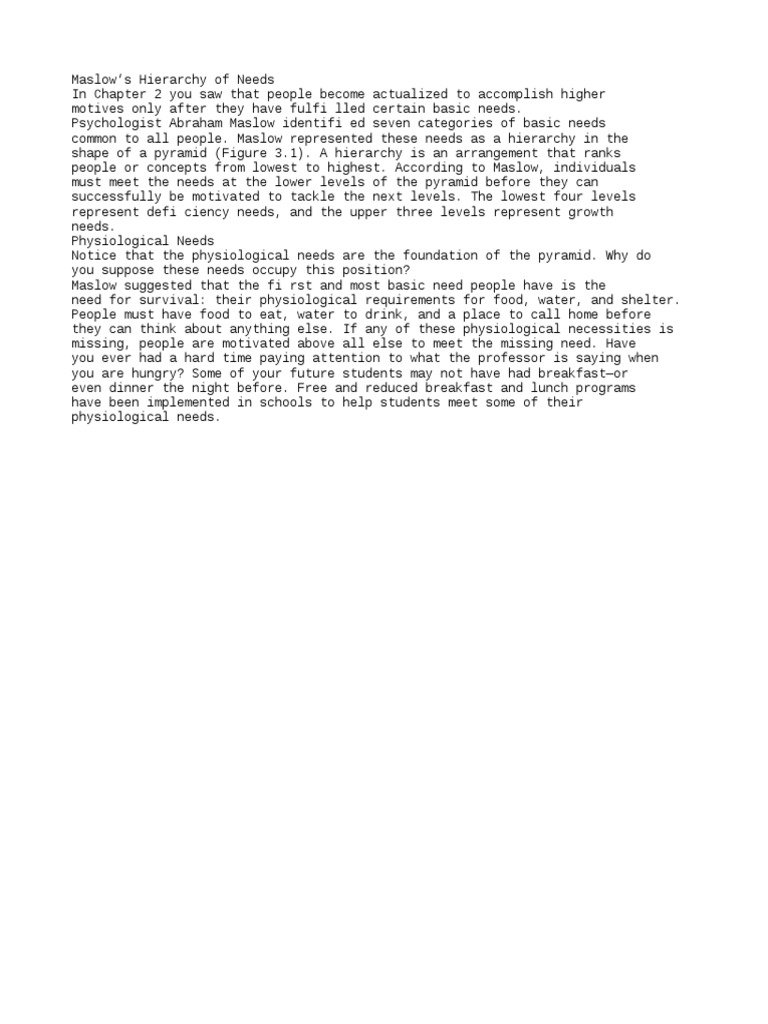 Maslow's Hierarchy of Needs | PDF