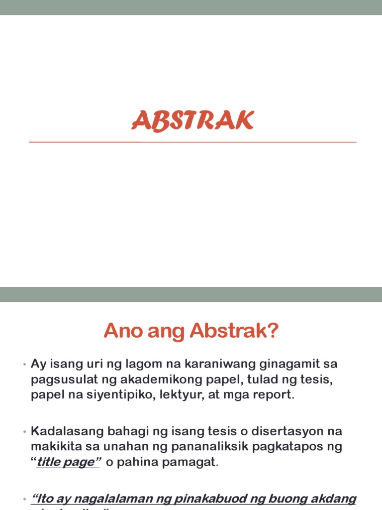 Kalikasan Abstrak Sa Akademikong Sulatin