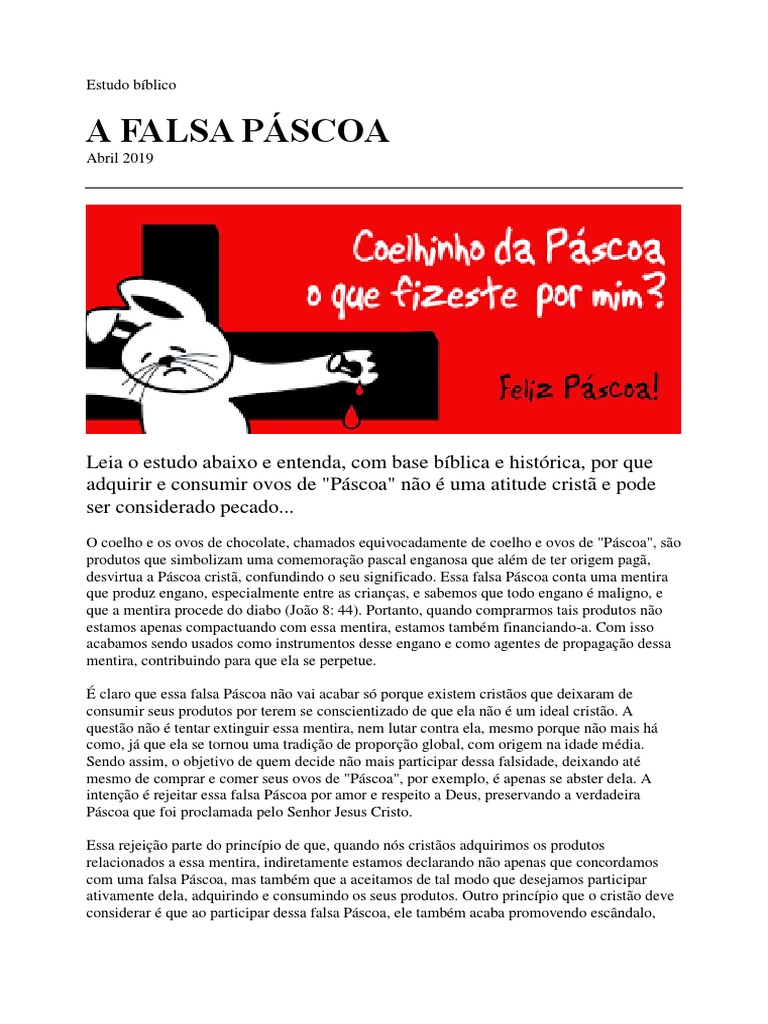 Estudo Bíblico - A Falsa Páscoa | PDF | Páscoa | Santo