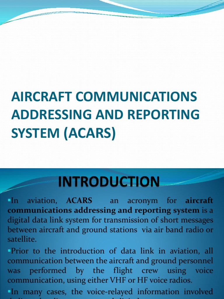 Overview of ACARS in Aviation | PDF | Aviation | Networks