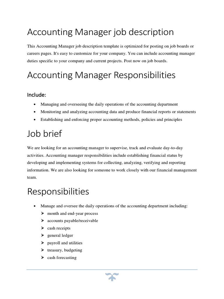 Accounting Manager Job Description