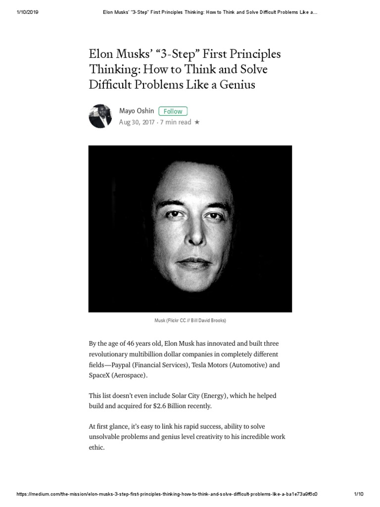 Elon Musks 3-Step First Principles Thinking - How To Think and Solve