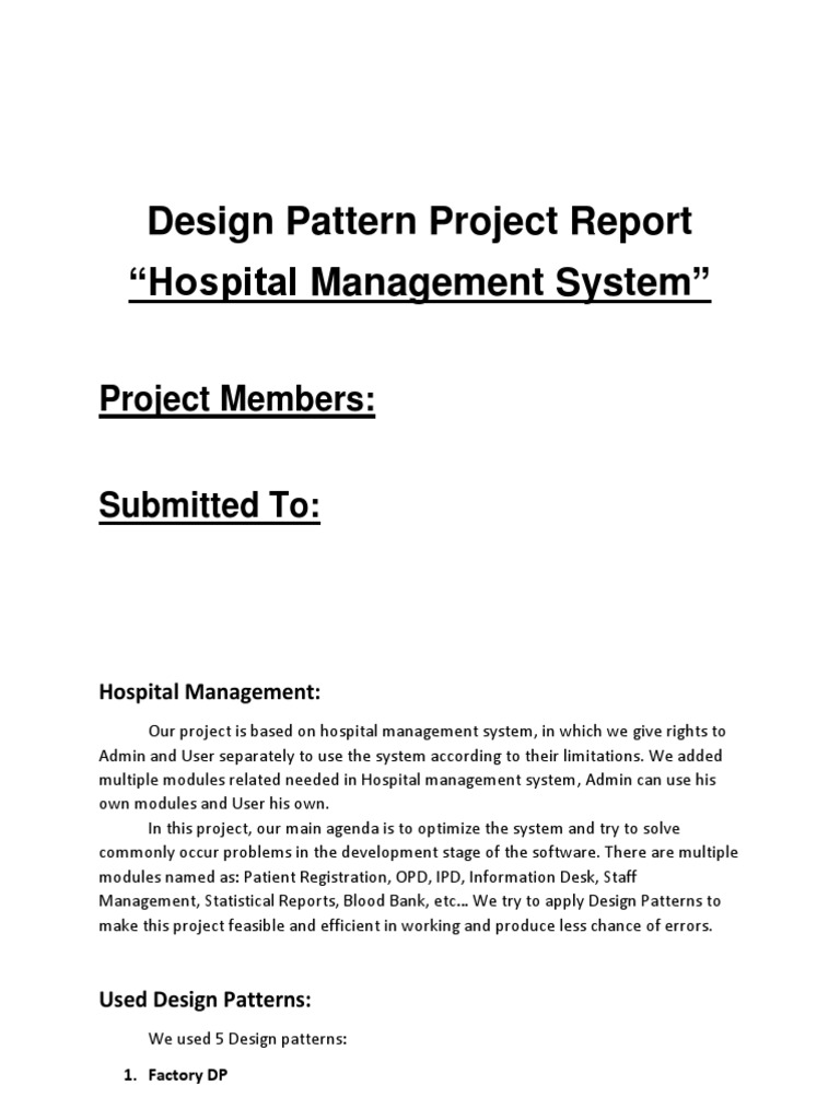 Hospital Management System Design Report | PDF | Software Engineering ...
