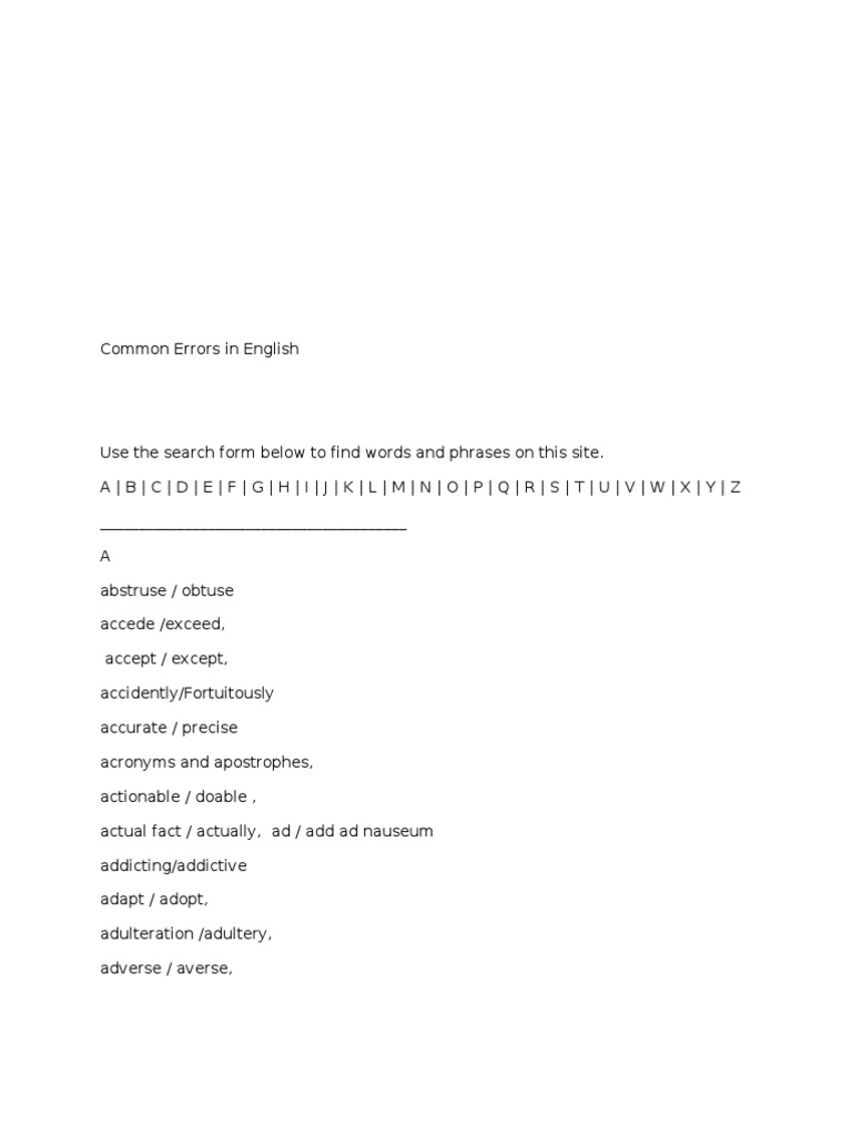 Common English Usage Errors | PDF