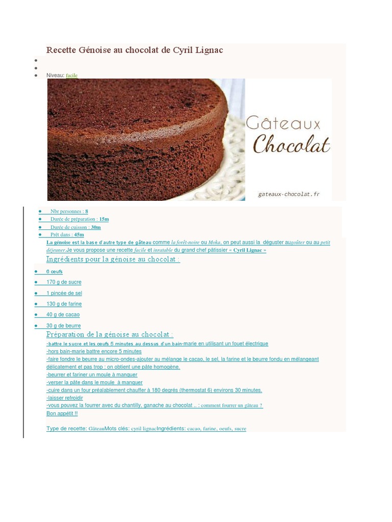 Gâteau au chocolat de Cyril Lignac - Recettes de cuisine Ôdélices