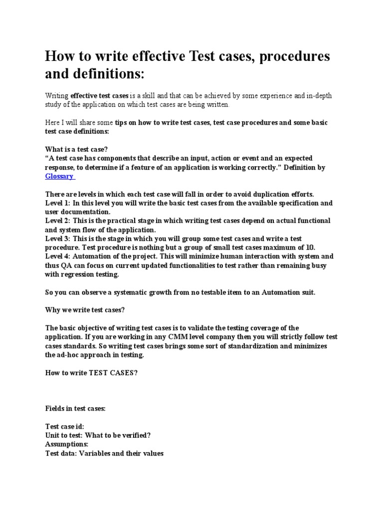 Effective Test Case Writing Guide | PDF | Software Testing | Unit Testing