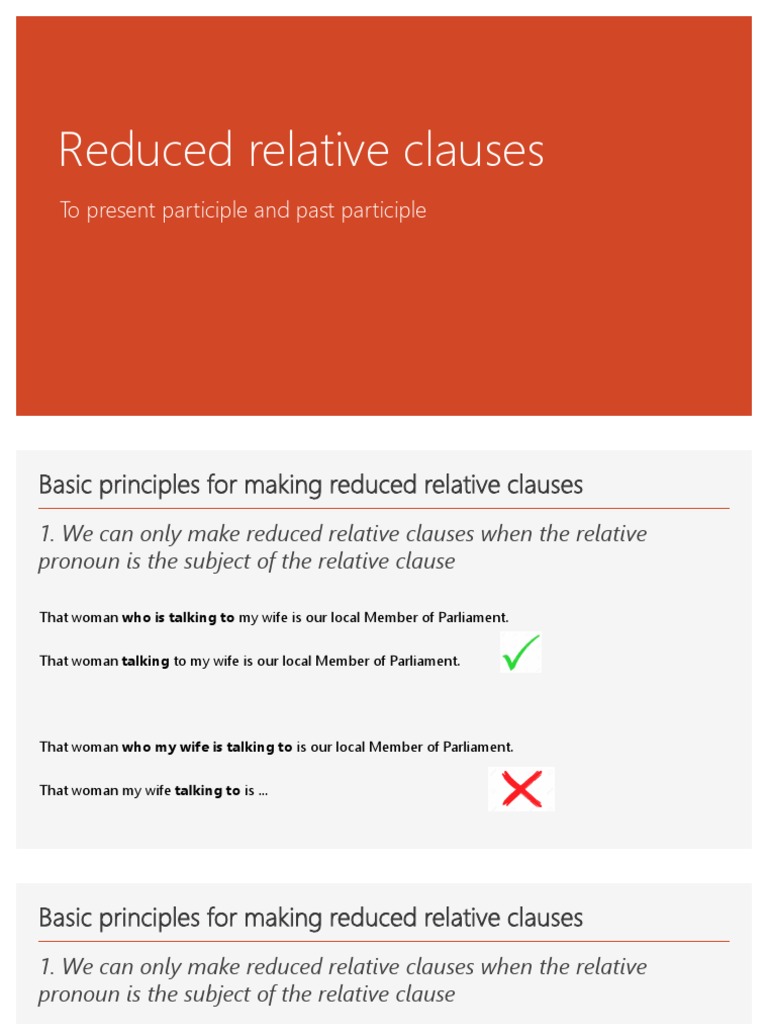 Grammar Guide: Reduced Clauses | PDF | Grammatical Tense | Onomastics