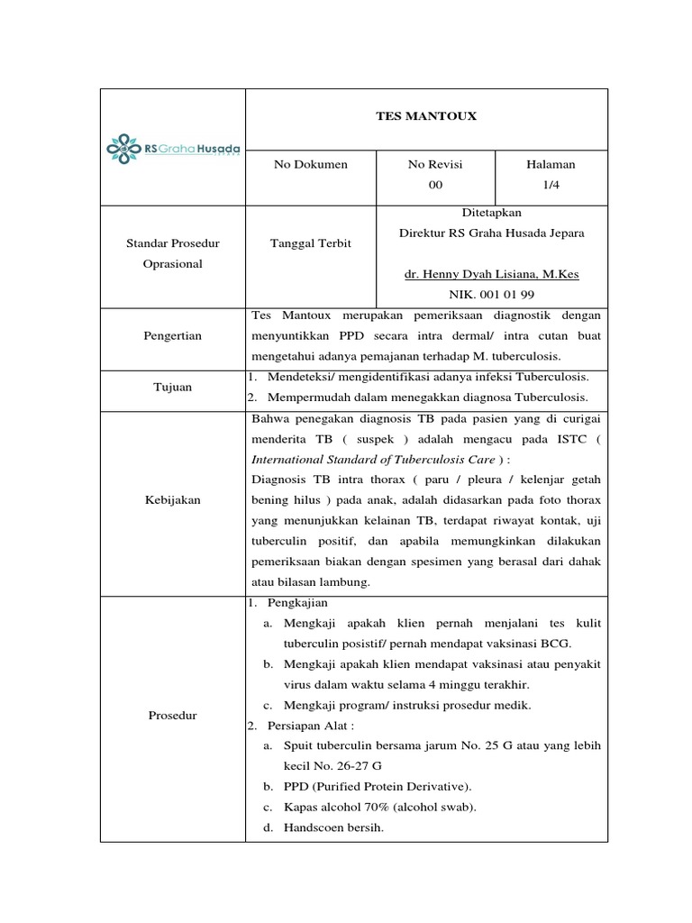 Prosedur dan Interpretasi Tes Mantoux | PDF