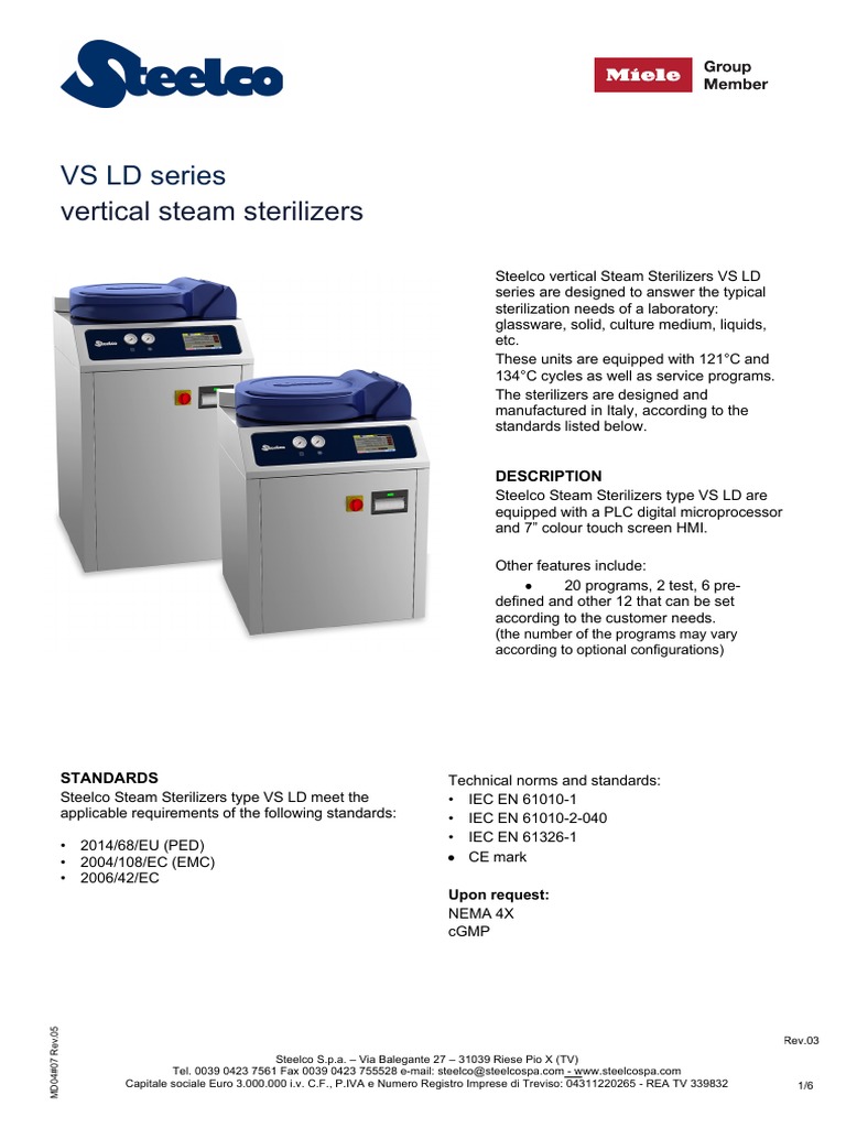 Steelco Small Sterilizer | PDF | Pump | Phase (Matter)