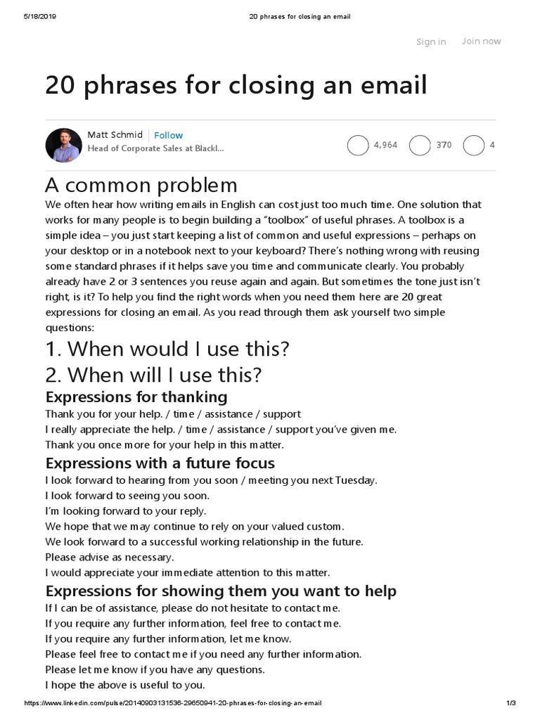 20 Phrases For Closing An Email Cyberspace Technology & Engineering