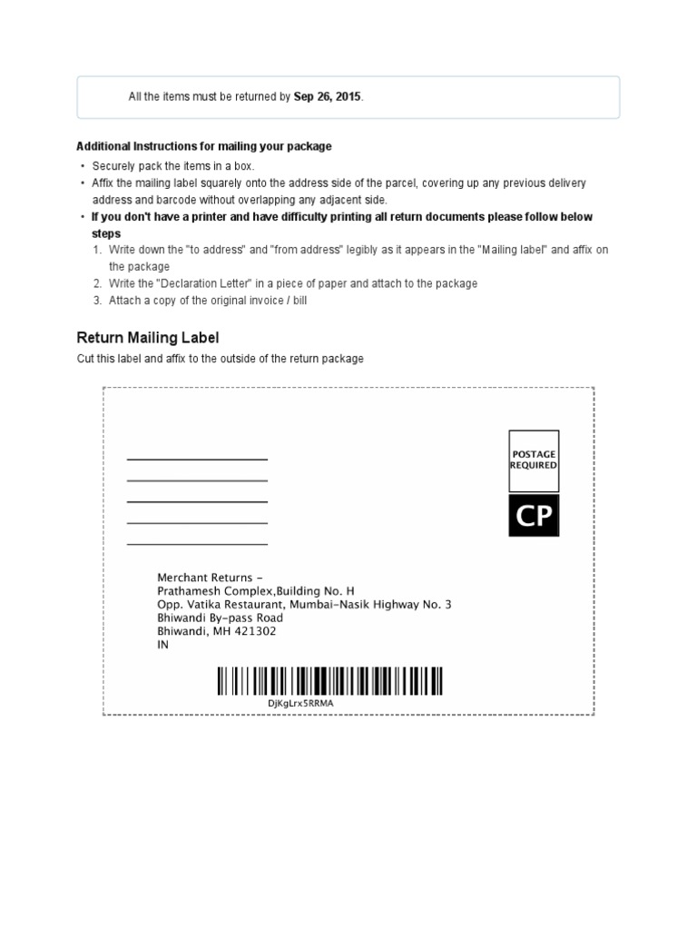 Amazon - in - Online Return Center PDF | PDF