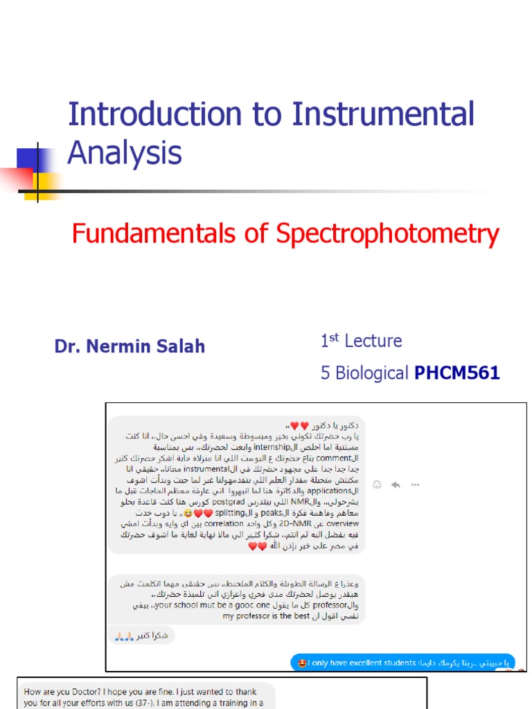 Lecture 1Fundamentals of Spectrophotometry PDF Absorbance Light