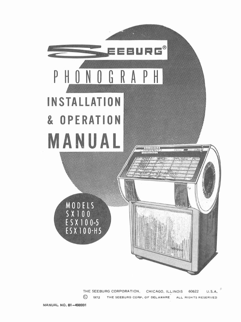 Seeburg SX100 ESX100 Installation and Operation Manual | PDF