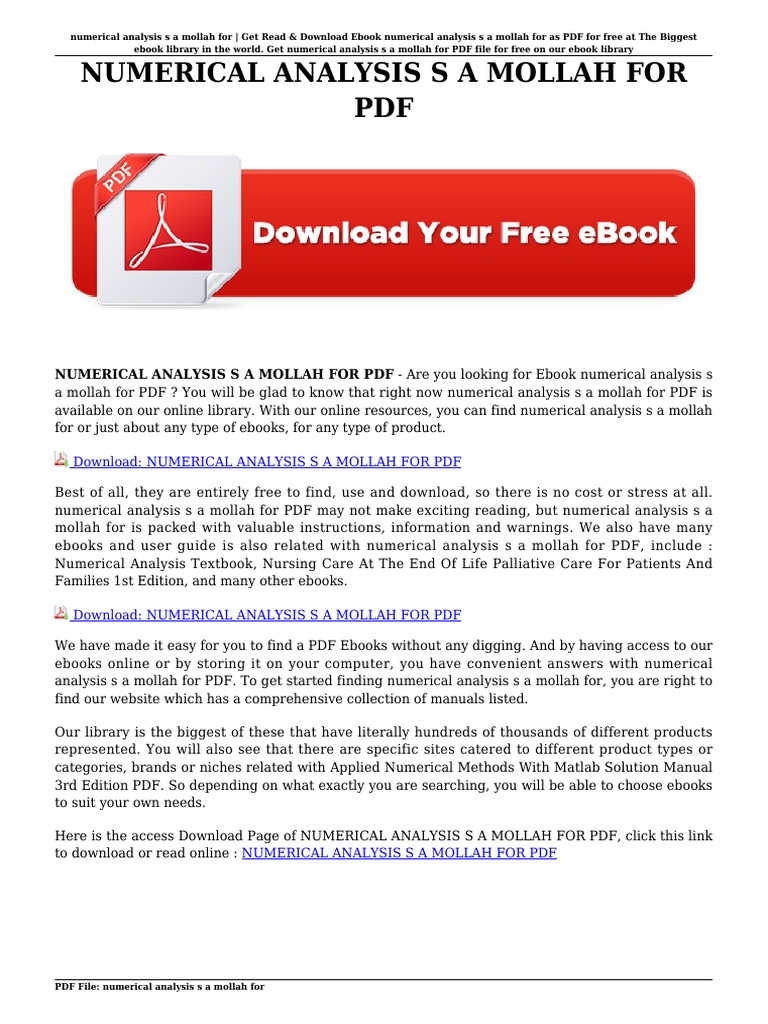 Numerical Analysis 10th Edition Free Pdf