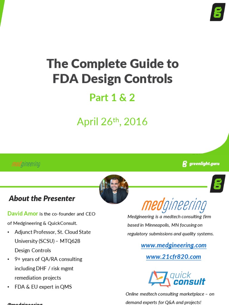 FDA Design Controls Overview Guide | PDF | Verification And Validation ...