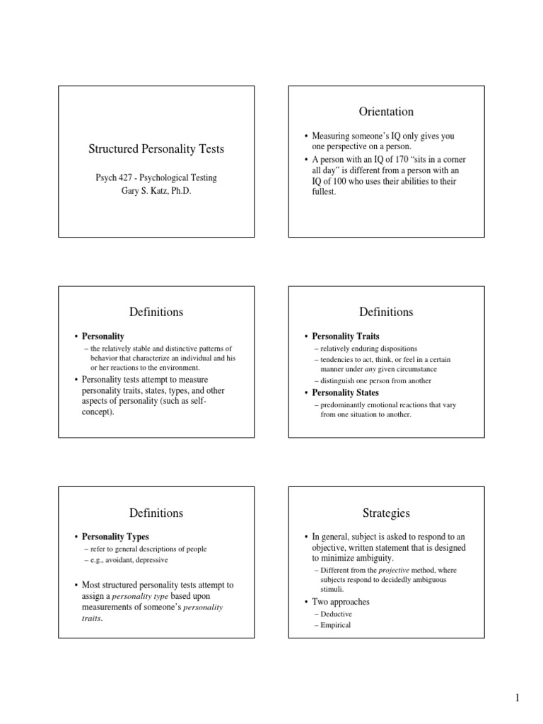 Structured Personality Tests BW PDF PDF Personality Type Psychiatry Related Fields