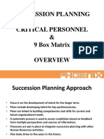Succession Planning CRITICAL PERSONNEL 9 Box Matrix