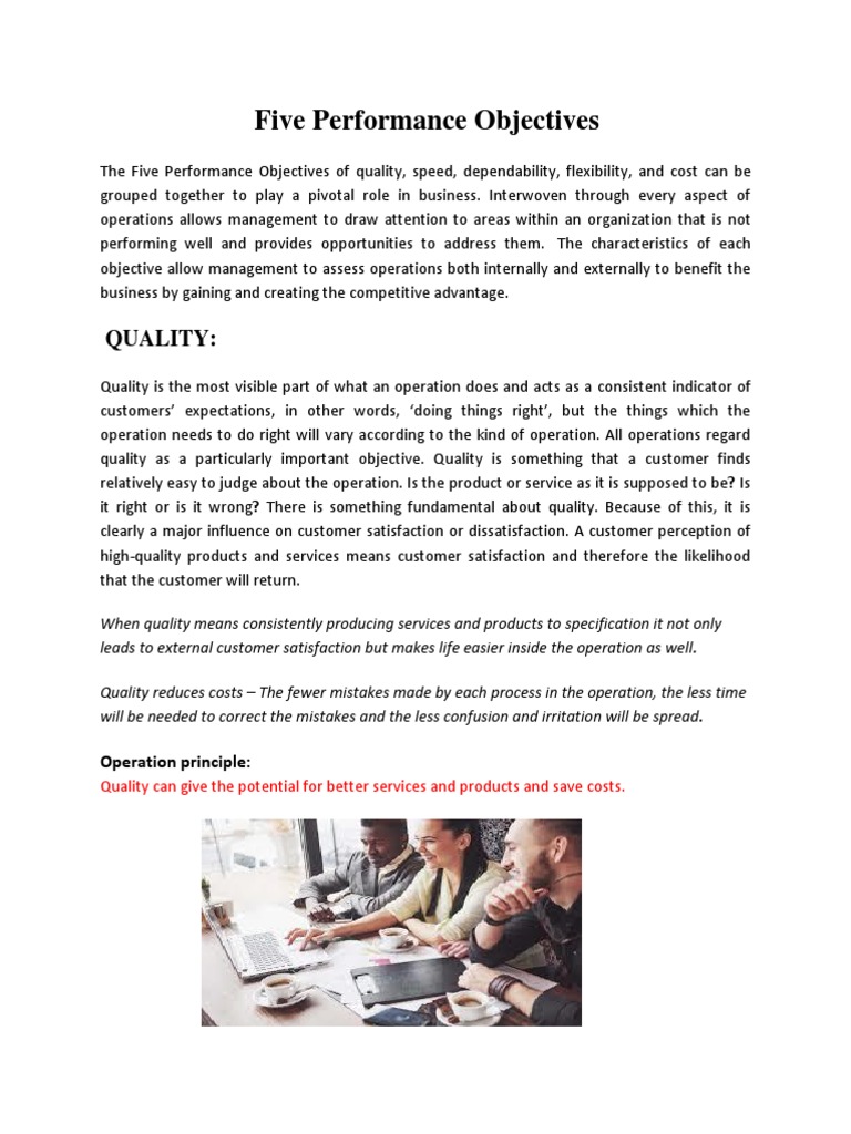 Five Key Performance Objectives | PDF | Inventory | Customer