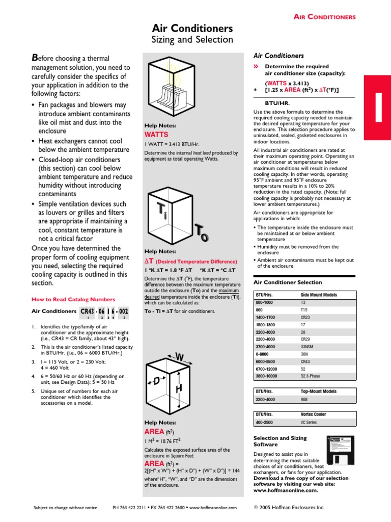 Hoffman AC Sizing PDF Air Conditioning Mechanical Engineering