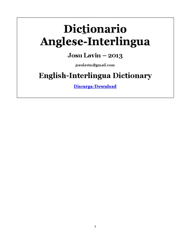 Dictionario Anglese Interlingua Pdf