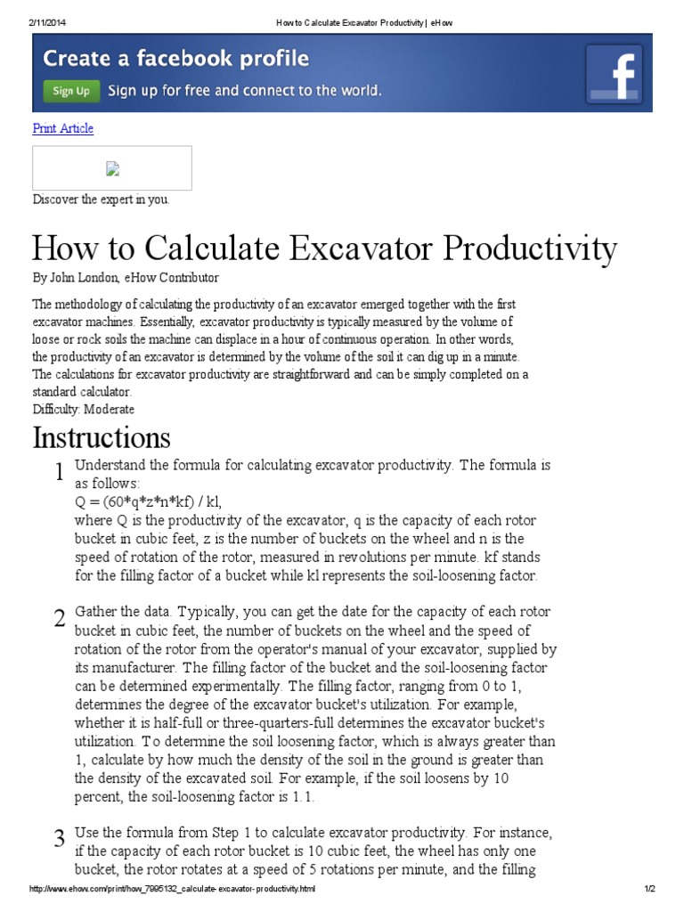 2 11 2014 How To Calculate Excavator Pro PDF PDF Volume Soil