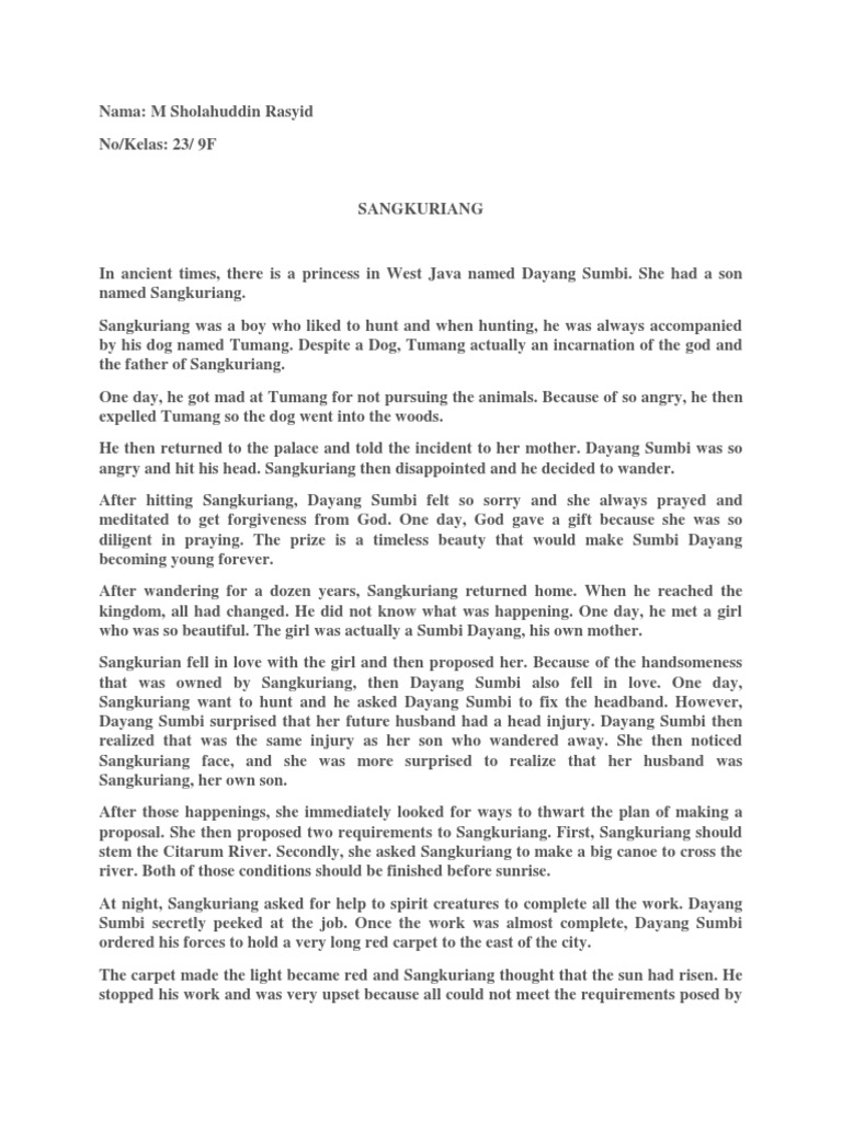 Sangkuriang Mythology Traditions