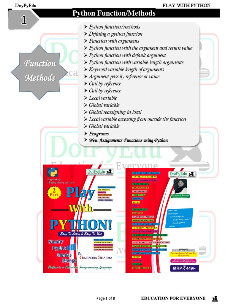 Python Function Methods Overview | PDF | Parameter (Computer ...