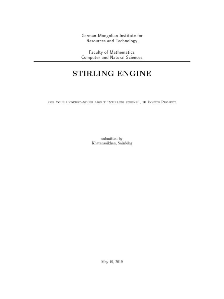 Understanding Stirling Engines: A Study | PDF | Cylinder (Engine) | Engines