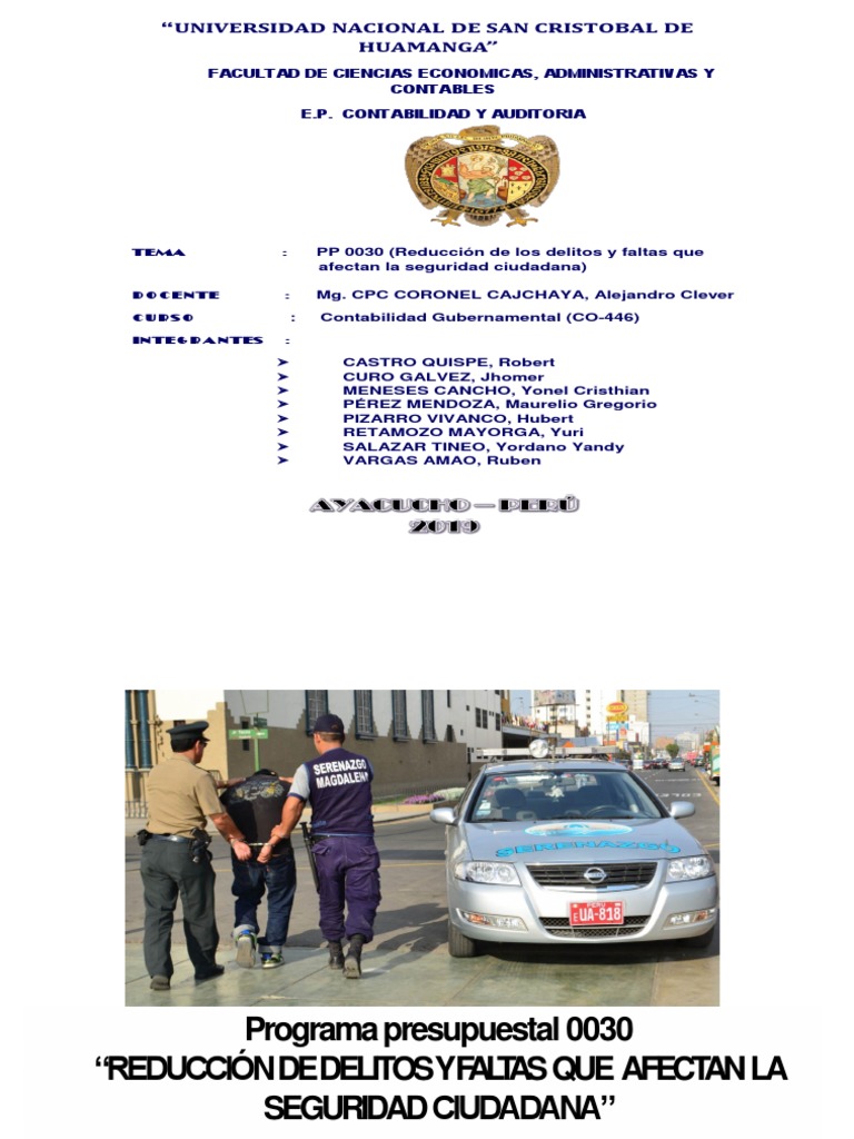 PP 0030: Seguridad Ciudadana y Delitos | PDF | Policía | Presupuesto