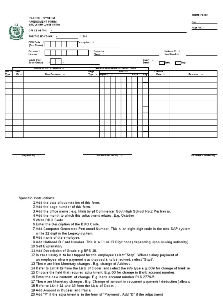 Pay Change Form Pdf Download Free Pdf Payments Identity Document