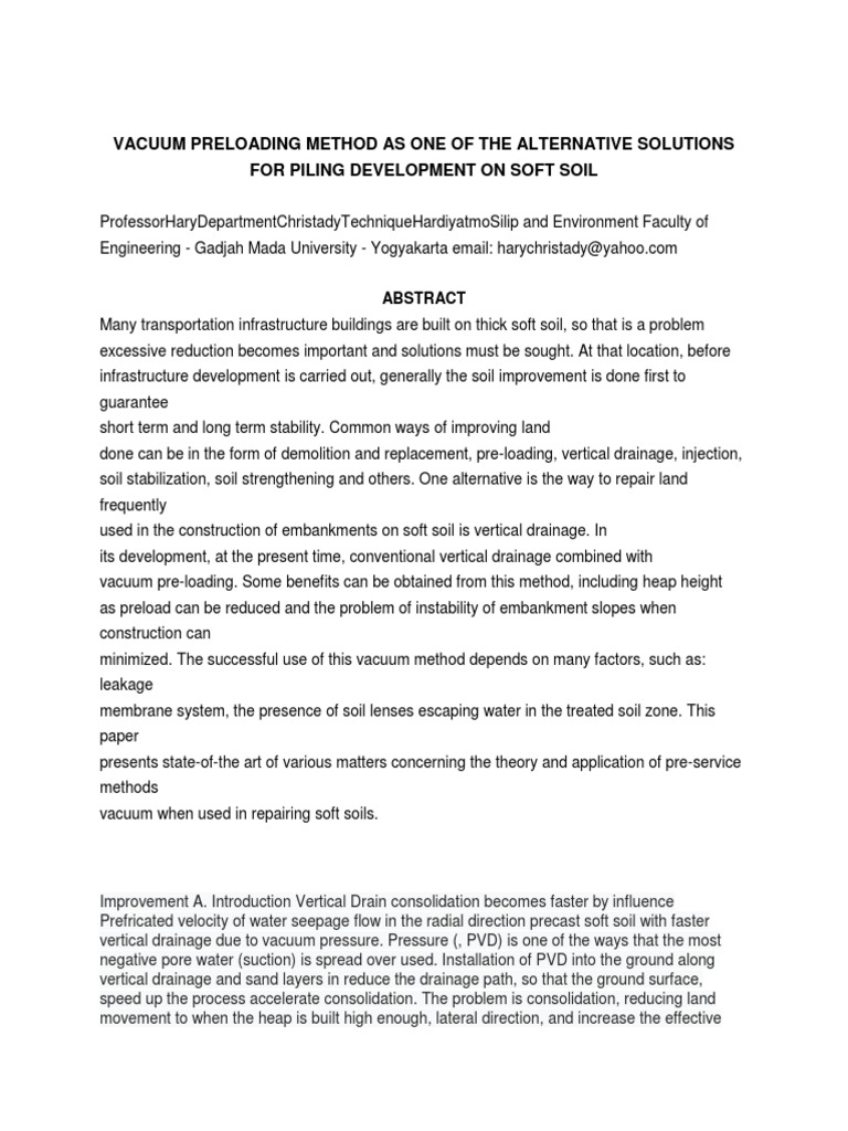 Vacuum Preloading Soil Improvement | PDF | Drainage | Vacuum