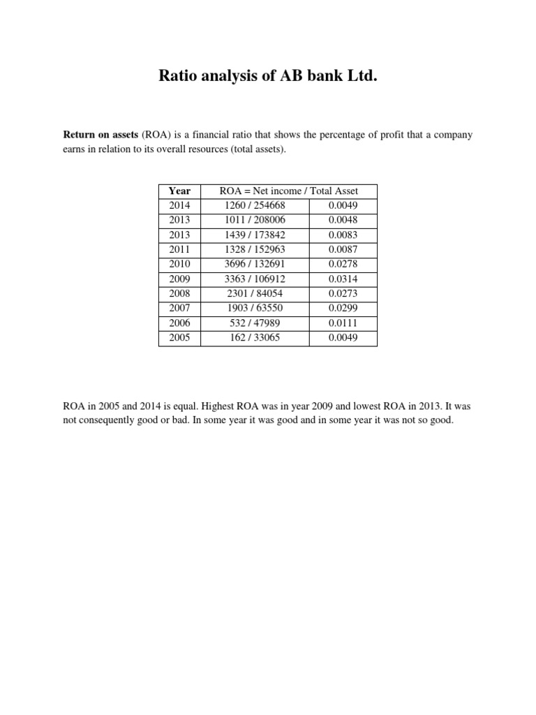 Ratio Analysis of AB Bank LTD PDF Revenue Leverage (Finance)