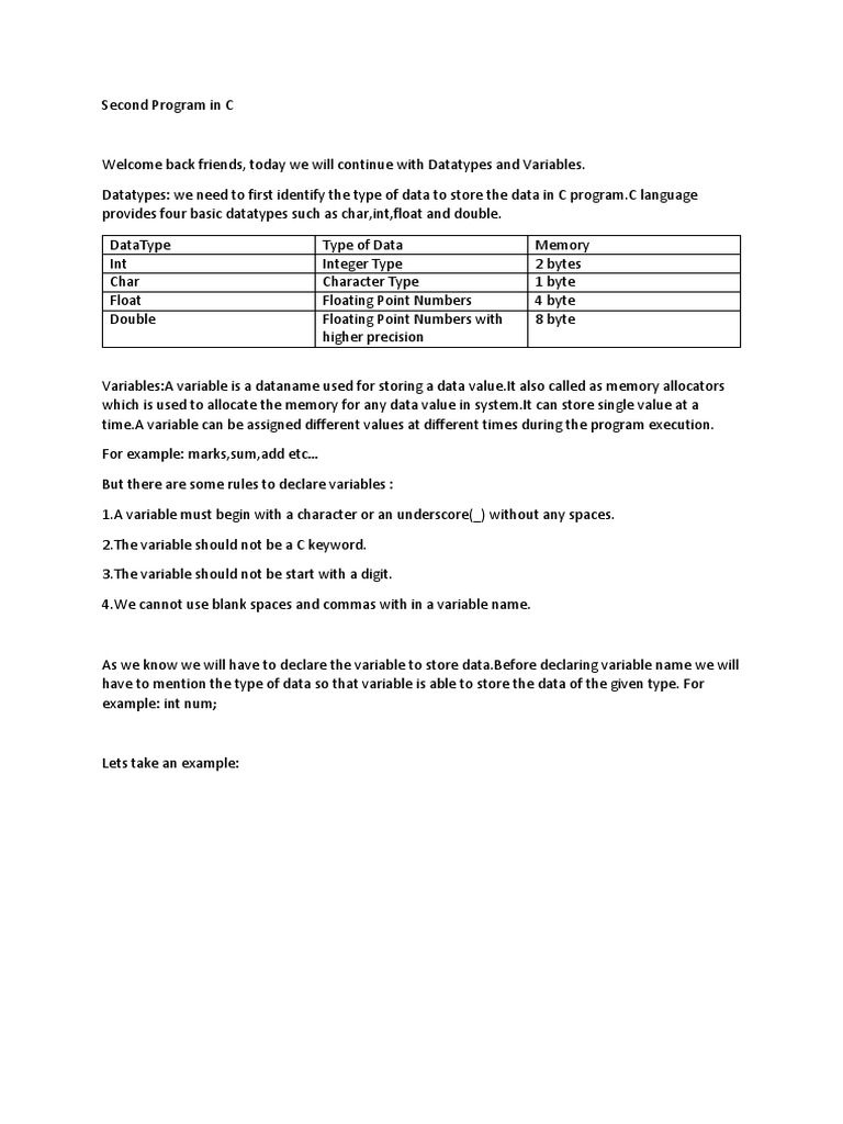 Second Program in C | PDF