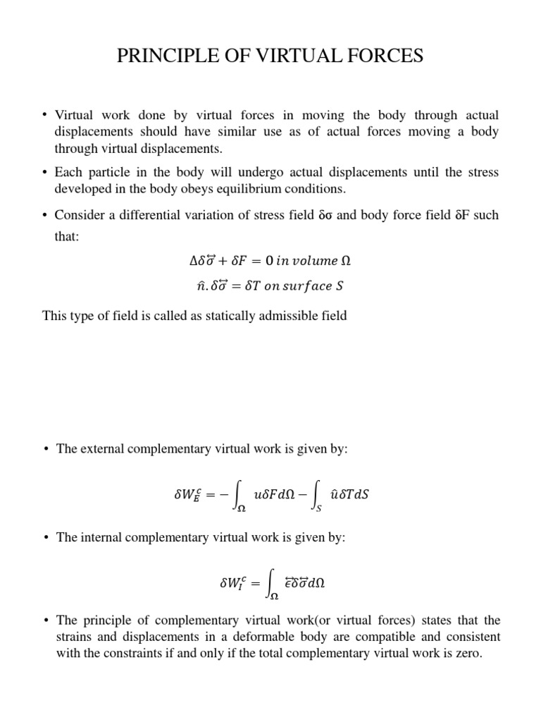 PRINCIPLE OF VIRTUAL FORCES AND COMPLEMENTARY ENERGY | PDF ...