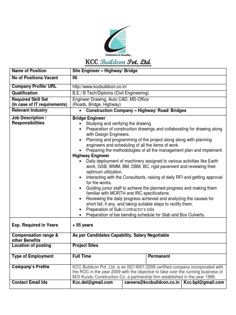 Civil Engineers for Highway Projects | PDF | Engineering | Economic Sectors