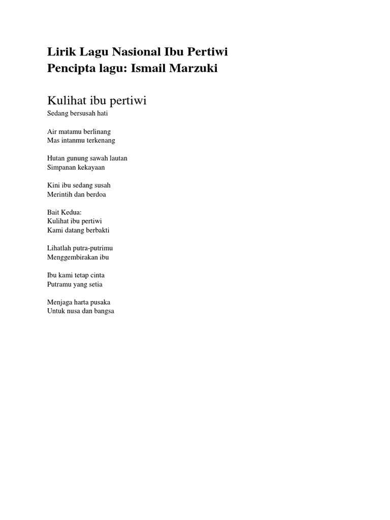 Lirik Lagu Once Mekel Ibu Pertiwi terlengkap dan mudah dihafal