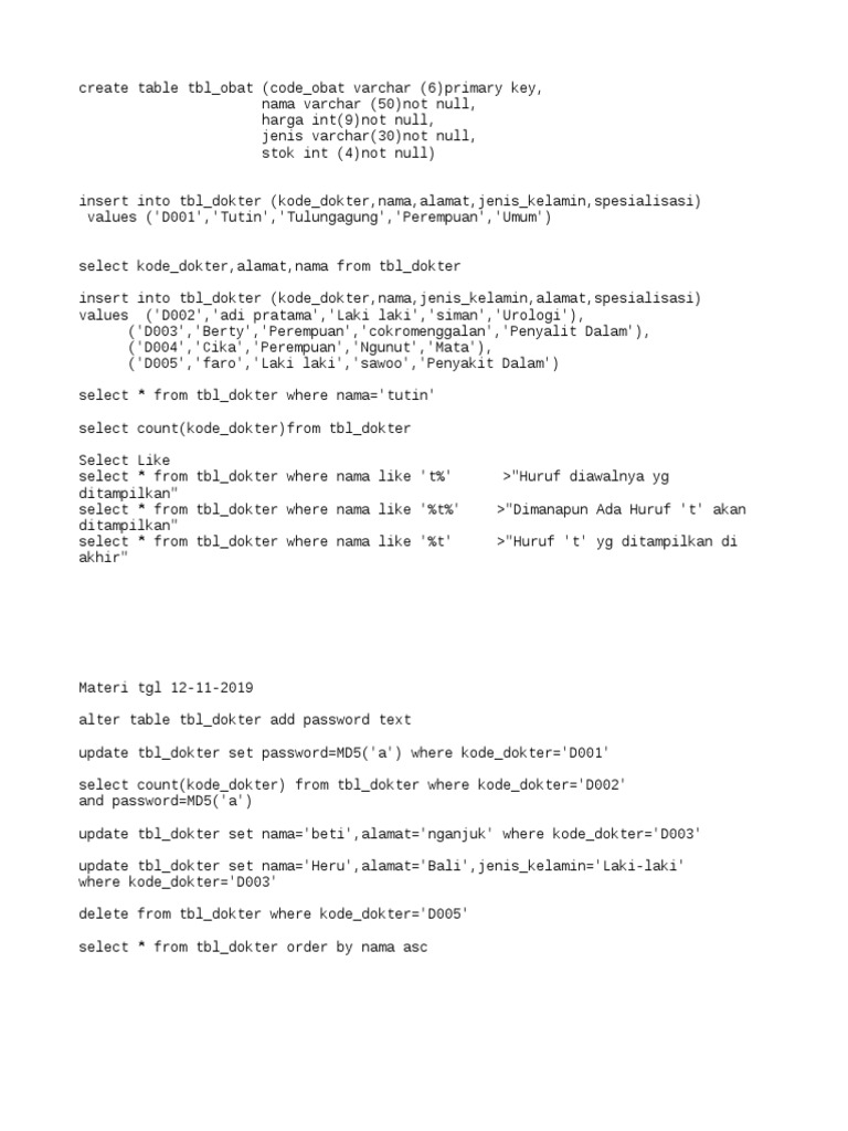 Struktur Database Rumah Sakit | PDF